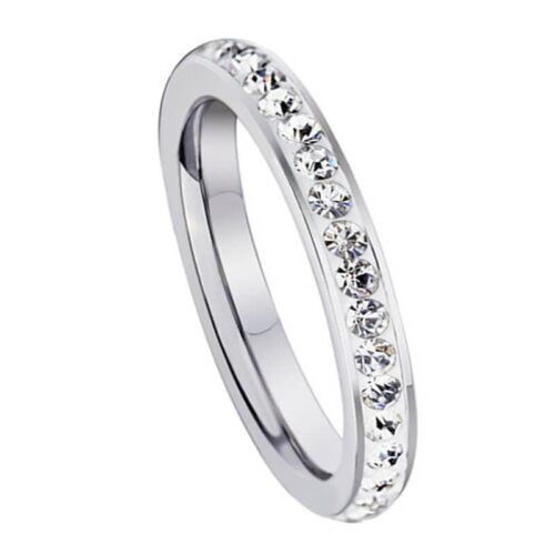  New Fashion Silver Baguette Diamond Ring For Women Ring Magnet Stainless Steel Rings Jewelry