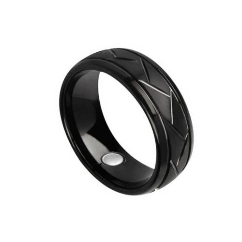 Line Black Titanium Steel Men And Women Jewelry Magnet Ring Stainless Steel Ring